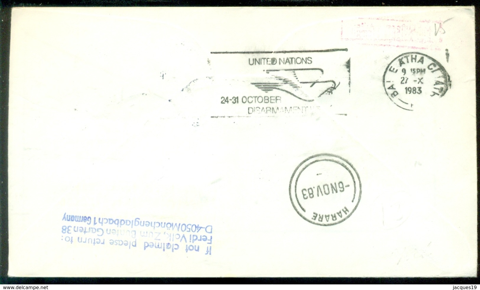 Ireland 1983 Cover First Scheduled KLM Flight Amsterdam - Harare VH A 1039h - Airmail