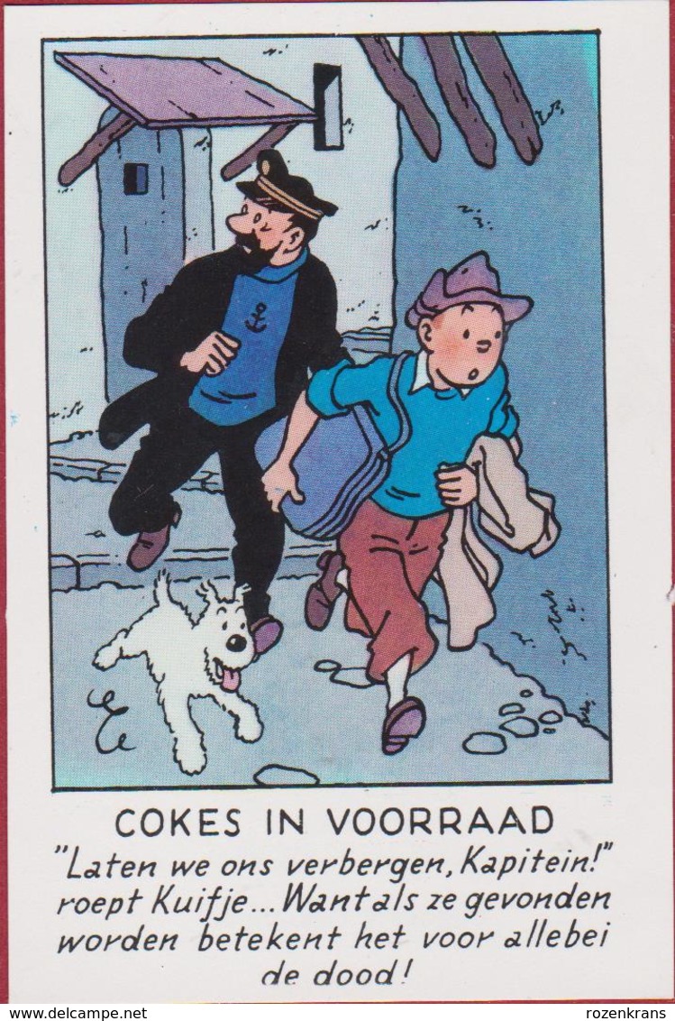 Cokes In Voorraad Kuifje En Bobbie Kapitein Haddock Tintin Et Milou Reclamekaartje Strip Stripfiguur Bande Dessinée BD - Collections