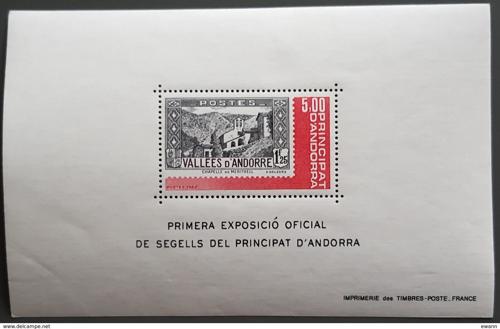 Andorre - YT BF N°1 - 1ère Exposition Officielle Des Timbres Poste Andorrans - 1982 - Neuf - Hojas Bloque