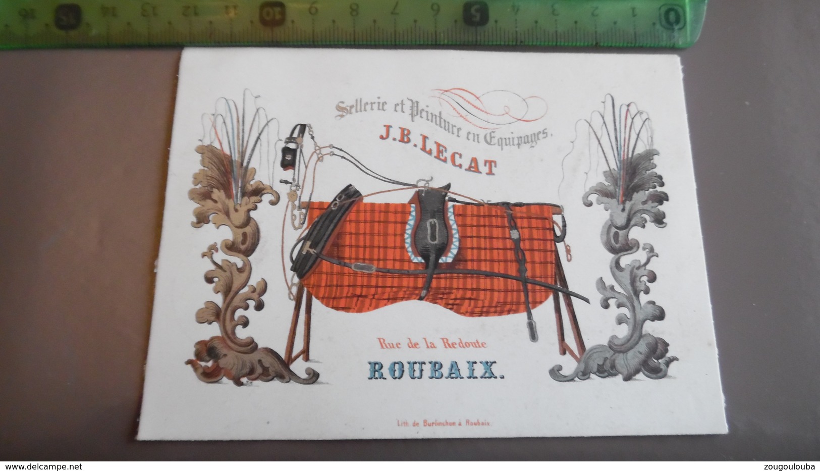 Carte Porcelaine De Visite Legat Scellerie Et Peinture Rue De La Redoute à Roubaix - Cartes De Visite