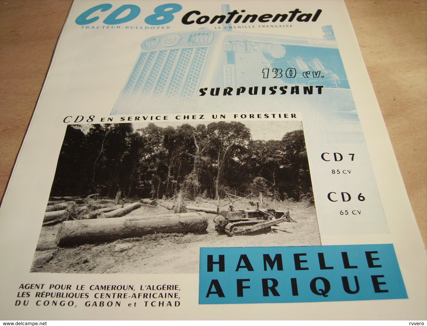 ANCIENNE PUBLICITE HAMELLE AFRIQUE TRACTEUR BULLDOZER 1960 - Publicités