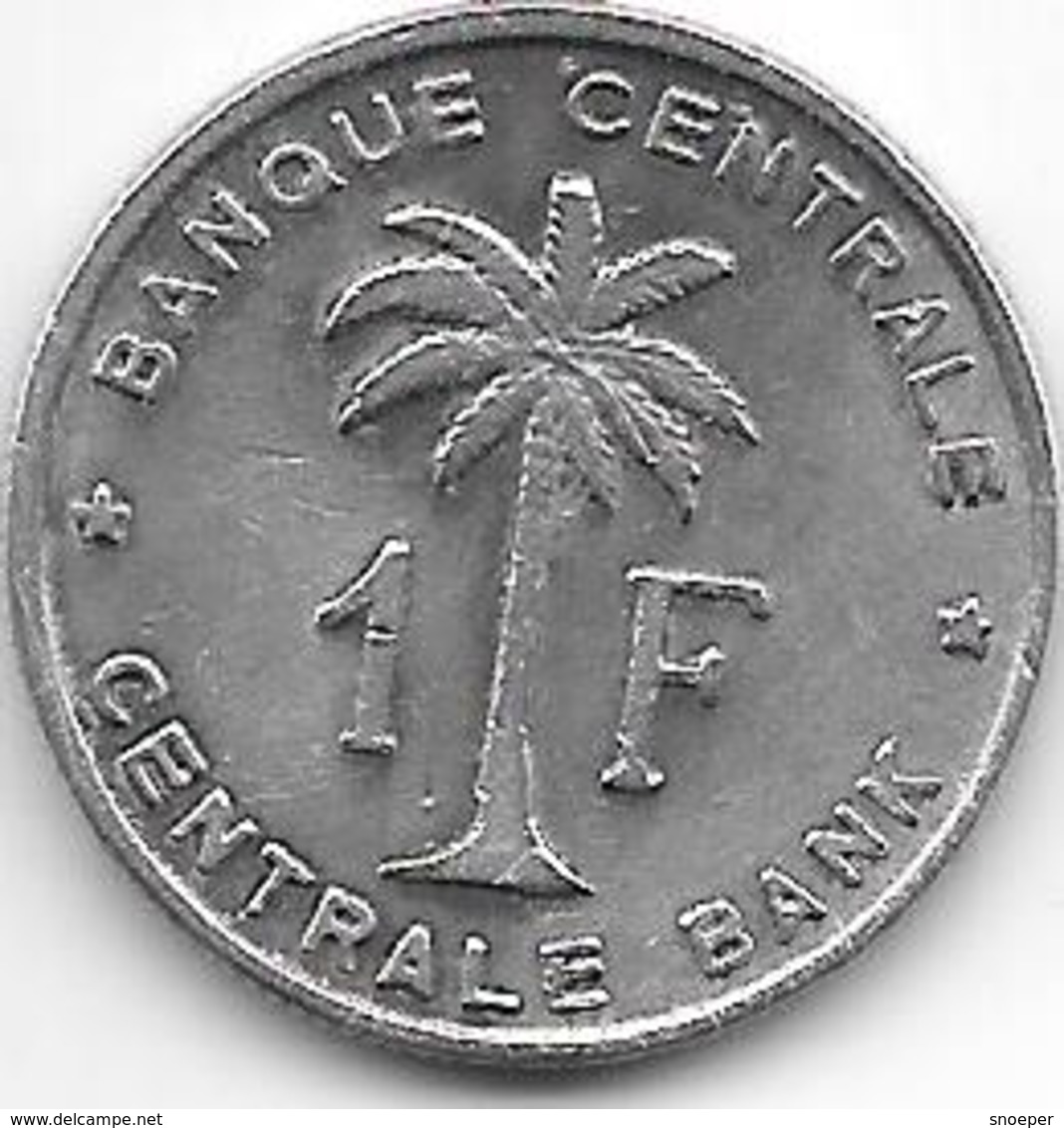 Belgium Congo 1 Franc  1960   Km 4   Vf - 1951-1960: Baudouin I