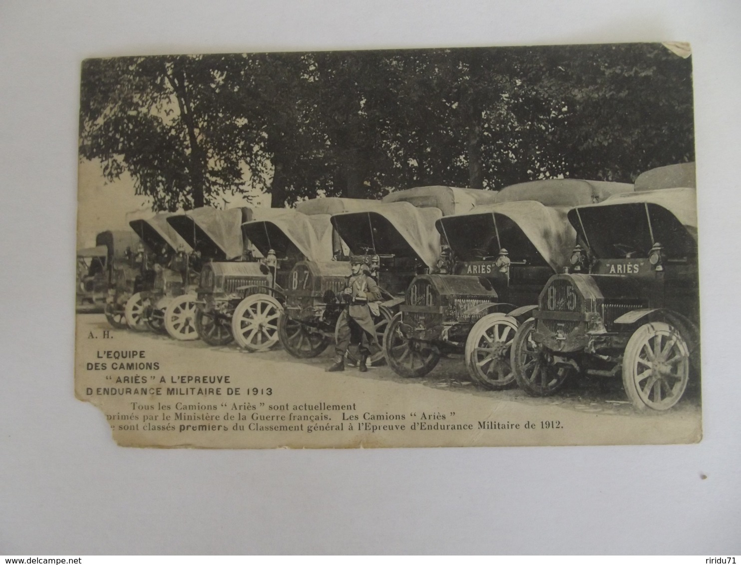 L'EQUIPE DES CAMIONS ARIES A L'EPREUVE D'ENDURANCE MILITAIRE 1913 - Matériel