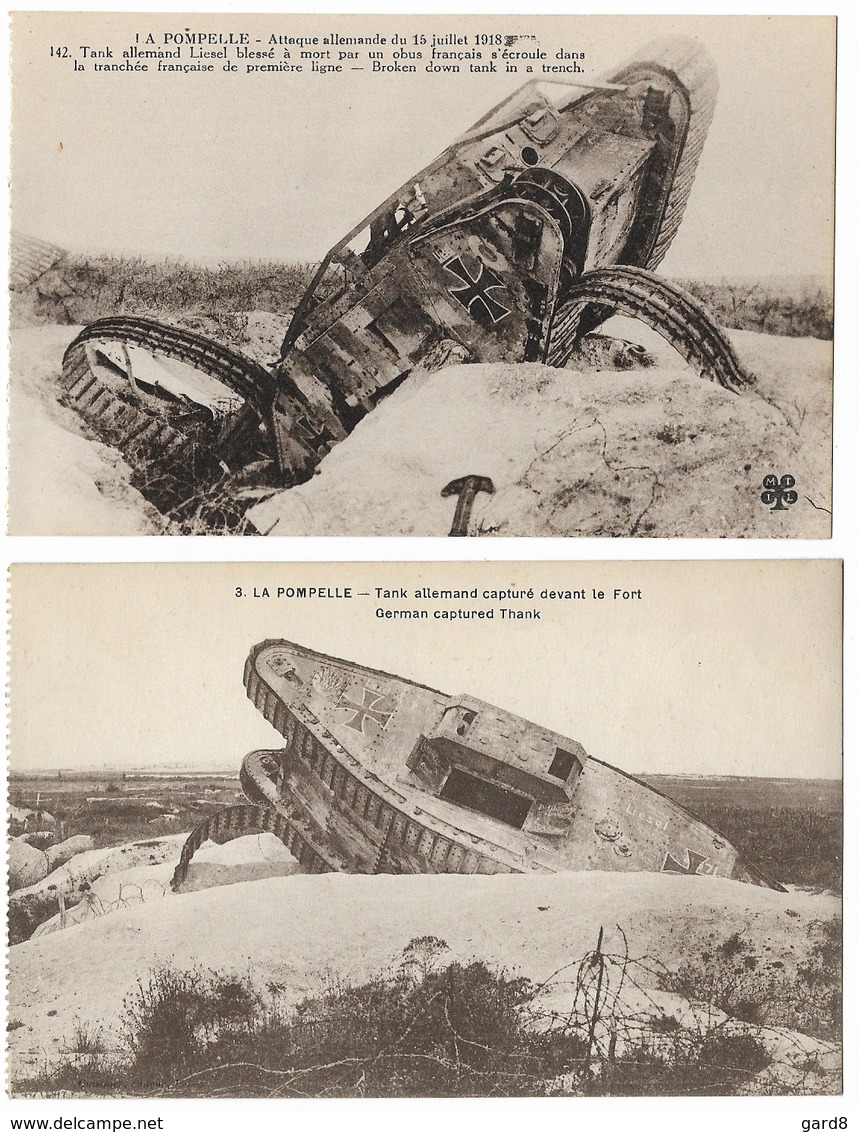 Lot De 2 Cartes  - Tank All. Devant Le Fort De La Pompelle Près De Reims - Ausrüstung