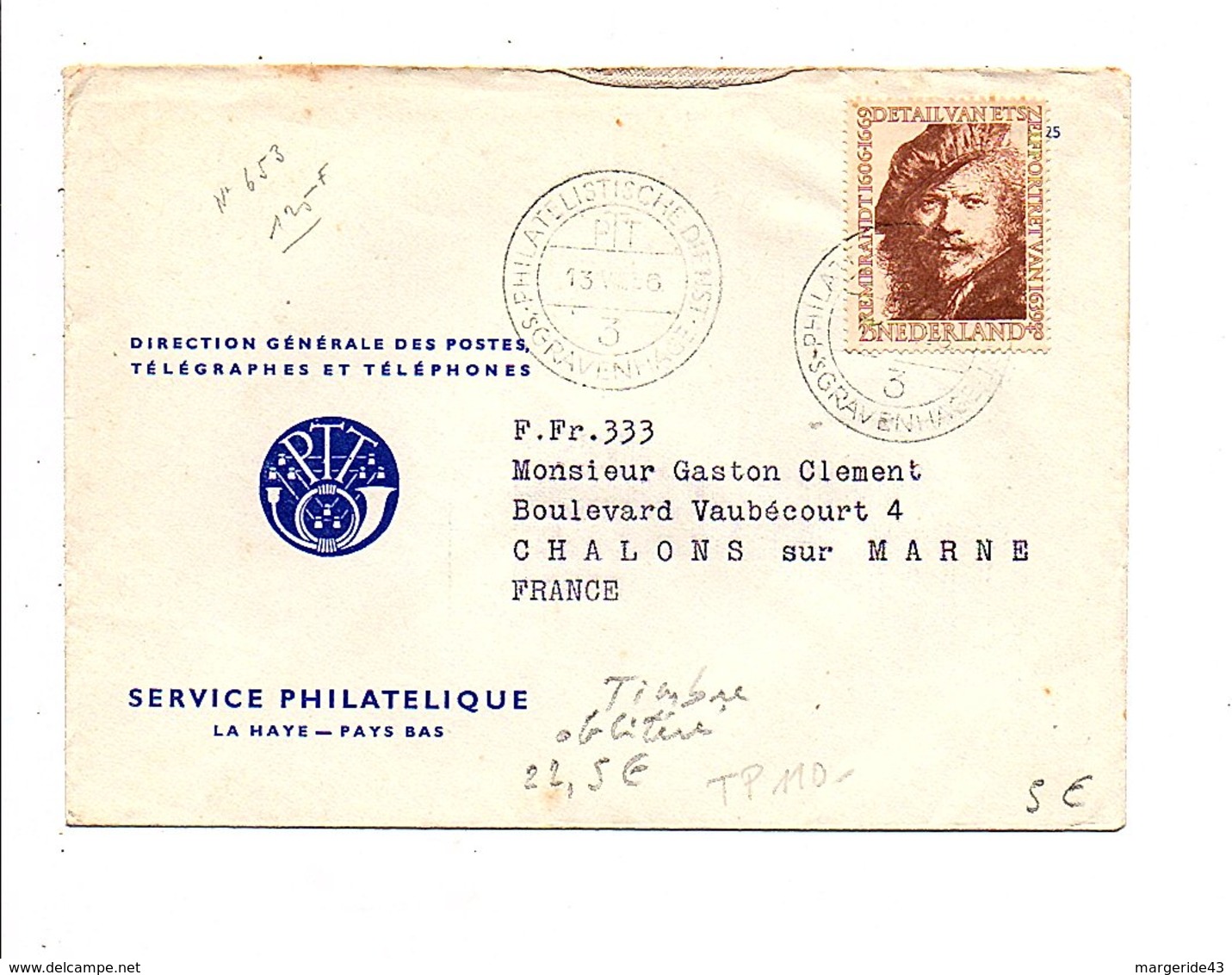 PAYS BAS COURRIER POUR LA FRANCE 1966 - Lettres & Documents