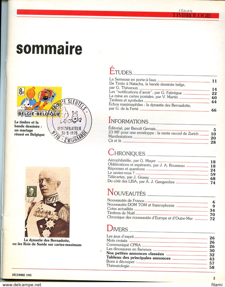 L'écho De La Timbrologie N.1659,Semeuse Faux,bande Dessinée Belge,notification D'avoir,dinosaures Flamme,mine,mineur CP - Sonstige & Ohne Zuordnung