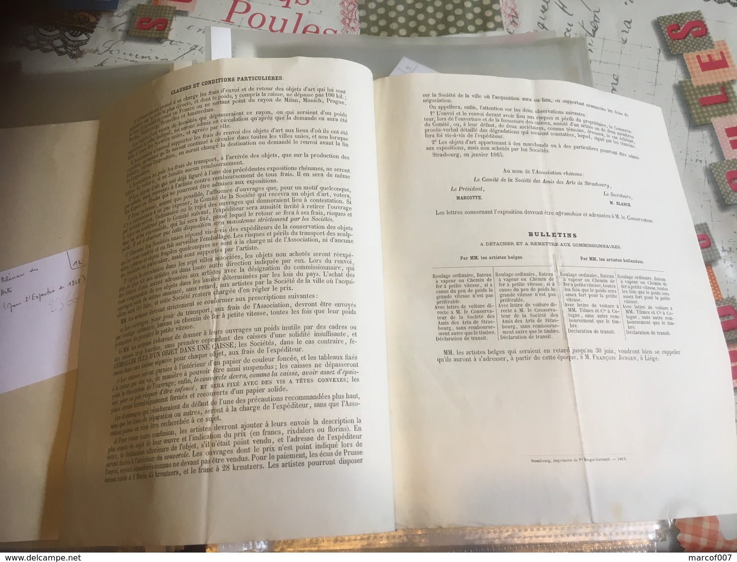 Association Rhénane Des Amis Des Arts Appel Au Artistes 1865 3 Pages - Programmes