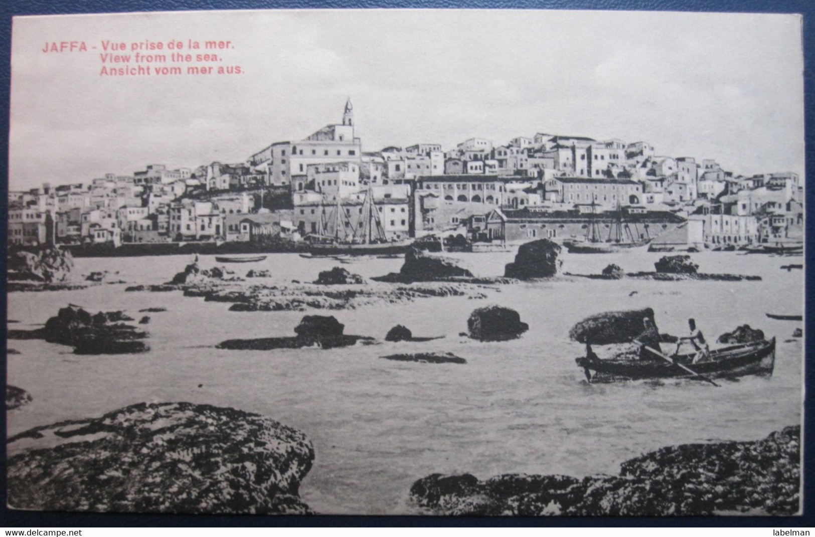 JAFFA PORT BOAT BEACH SEA VIEW 19TH ISRAEL PALESTINE POSTCARD PC CP AK CARTE POSTALE ANSICHTSKARTE CARTOLINA PHOTO - Israel