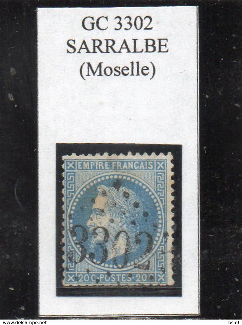 Moselle - N°29B Obl GC 3302 Sarralbe - 1863-1870 Napoléon III Lauré