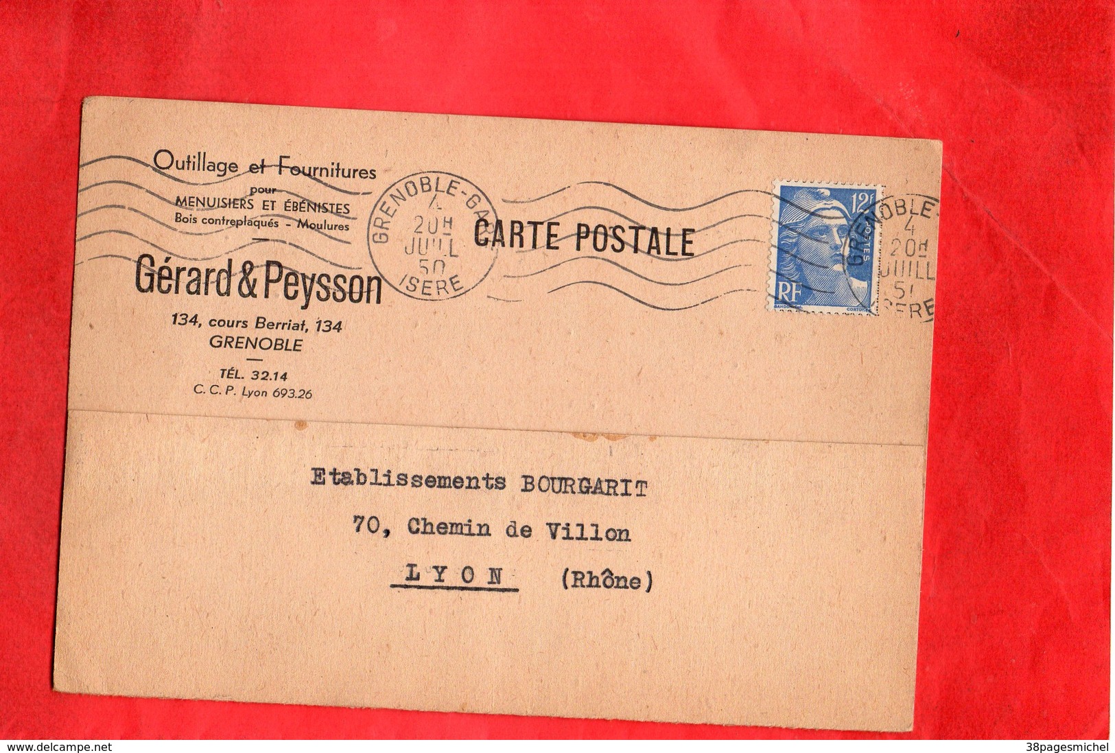 F0403 - Outillage Et Fournitures Pour Menuisiers Et Ebénistes - Gérard & Peysson - 38 - Carte Commande - Autres & Non Classés