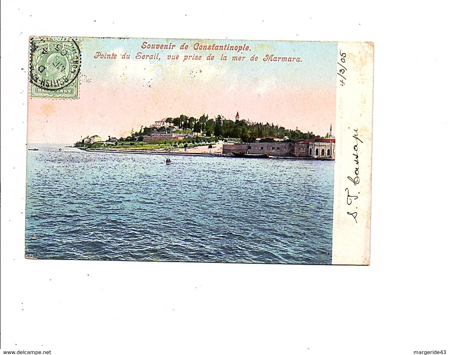 GB LEVANT CARTE DE CONSTANTINOPLE POUR LA FRANCE 1905 - British Levant