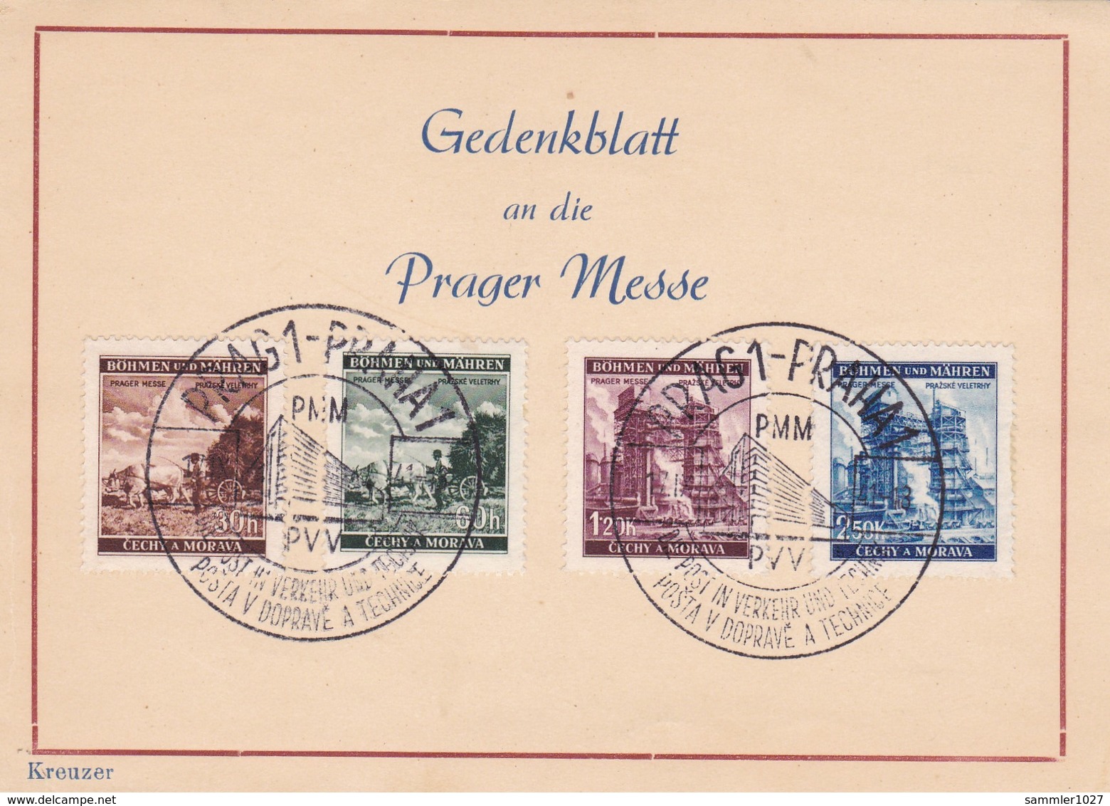 Böhmen Und Mähren Sammlerkarte Aus Prag 1941 - Briefe U. Dokumente