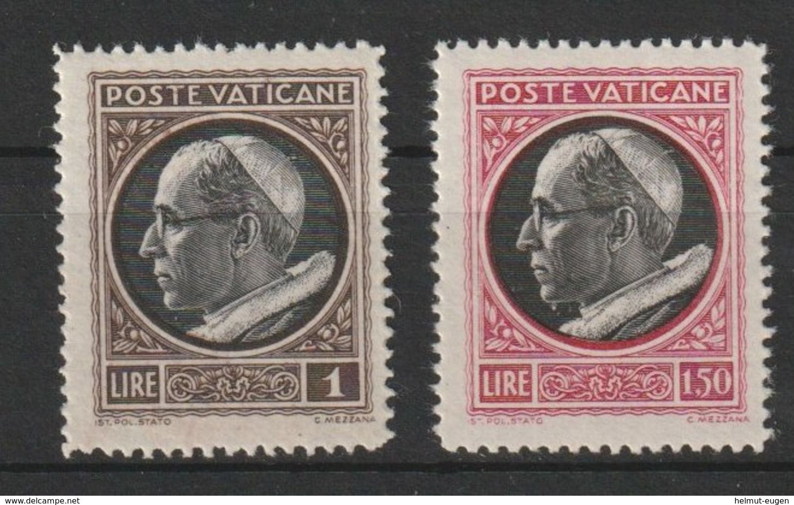 MiNr. 106, 107 Vatikanstadt 1945, 2. März. Freimarken: Papst Pius XII. - Ungebraucht
