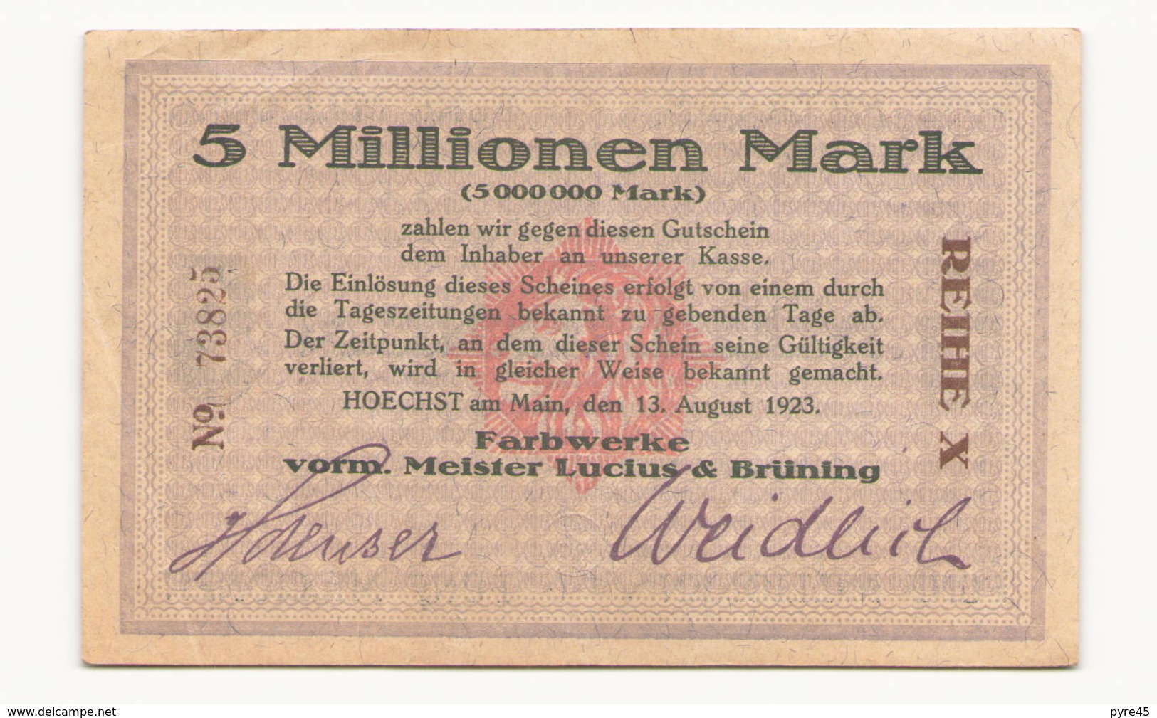 Allemagne Billet 5 Millionen  Mark 1923, ( Pliures, Déchirures, Rousseurs Taches  ) - 5 Millionen Mark