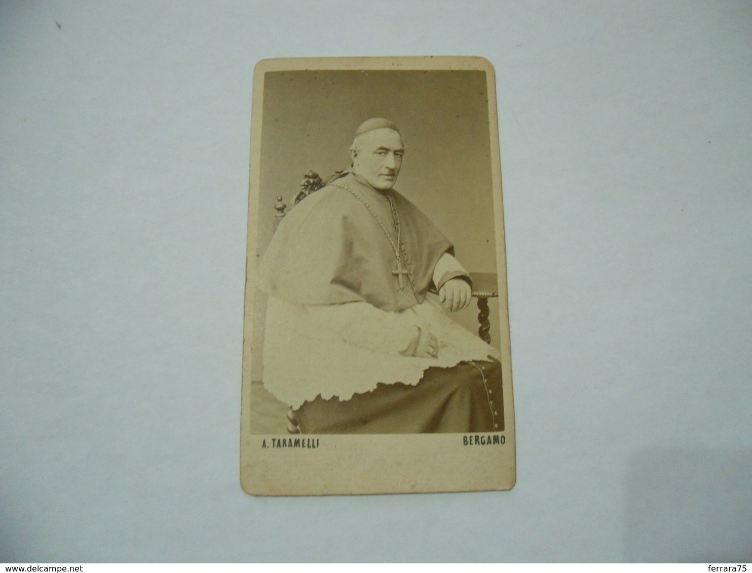 CDV FOTO RITRATTO VESCOVO DI COMO FOTOGRAFO ANDREA TARAMELLI BERGAMO. - Altri & Non Classificati