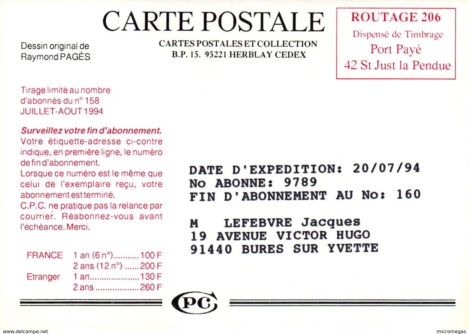 Cartes Postales Et Collections - 95220 Herblay - Dessin De Raymond Pagès - Bourses & Salons De Collections