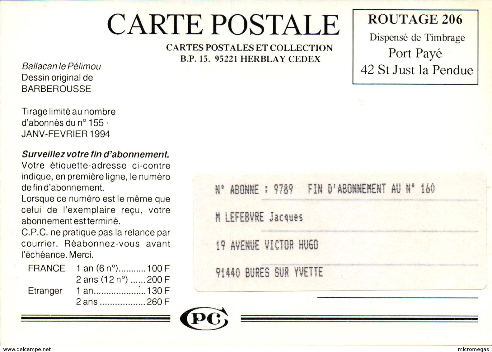 Cartes Postales Et Collections - 95220 Herblay - Dessin De Barberousse - Bourses & Salons De Collections