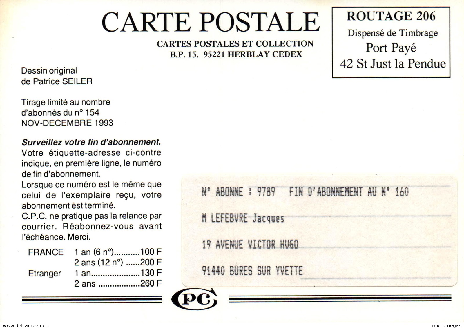 Cartes Postales Et Collections - 95220 Herblay - Dessin De Patrice Seiler - Bourses & Salons De Collections