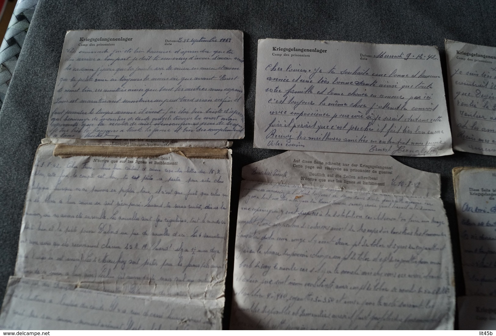 superbe lot de 11 courriers originaux du camp STALAG,Nicaise Maeck,prisonniers en Allemagne