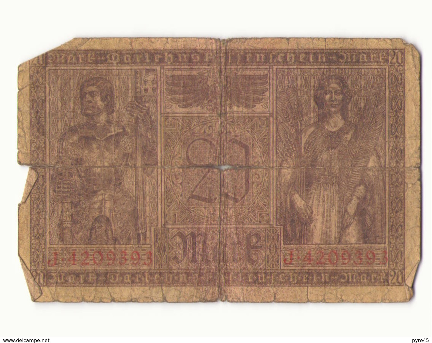 Allemagne Billet 20 Mark, 1918 , ( Pliures, Déchirures, Rousseurs Taches  ) - 20 Mark