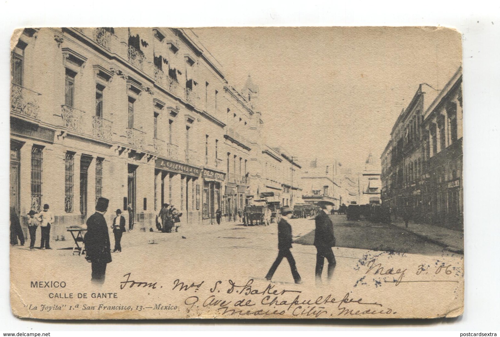 Mexico - Calle De Gante, Street Scene - Postcard From 1906 - Mexico