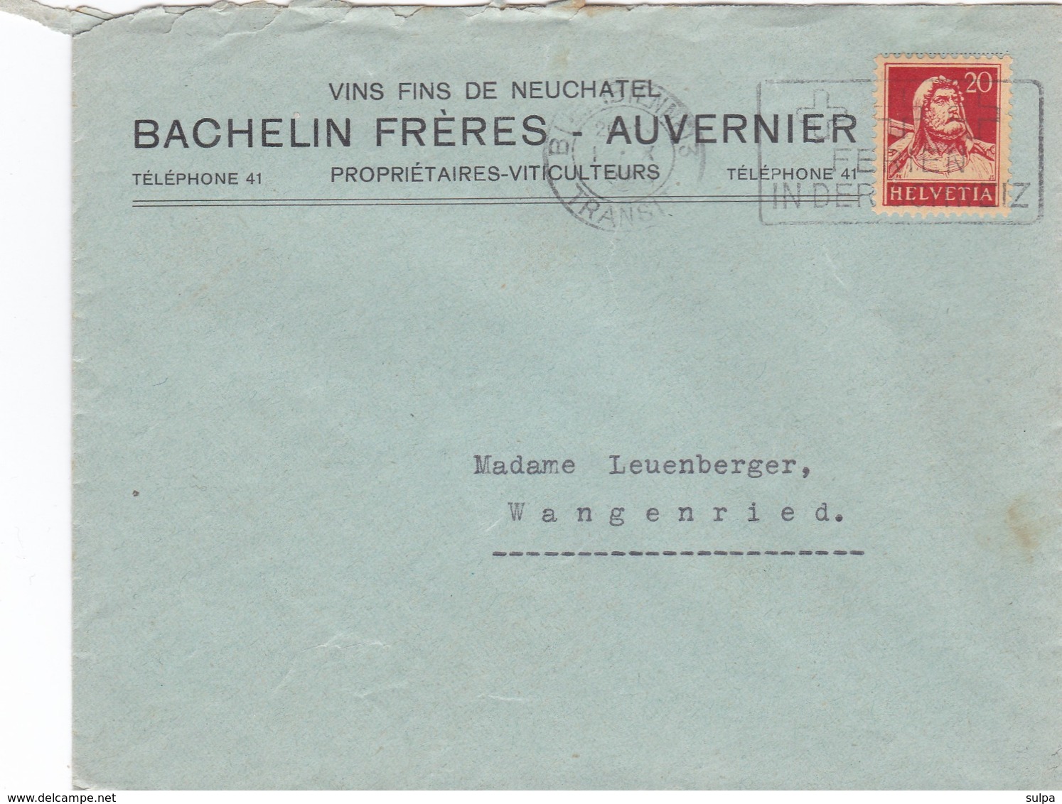 BACHELIN FRERES - AUVERNIER, VINS FINS DE NEUCHÂTEL, Lettre Commerciale - Vins & Alcools