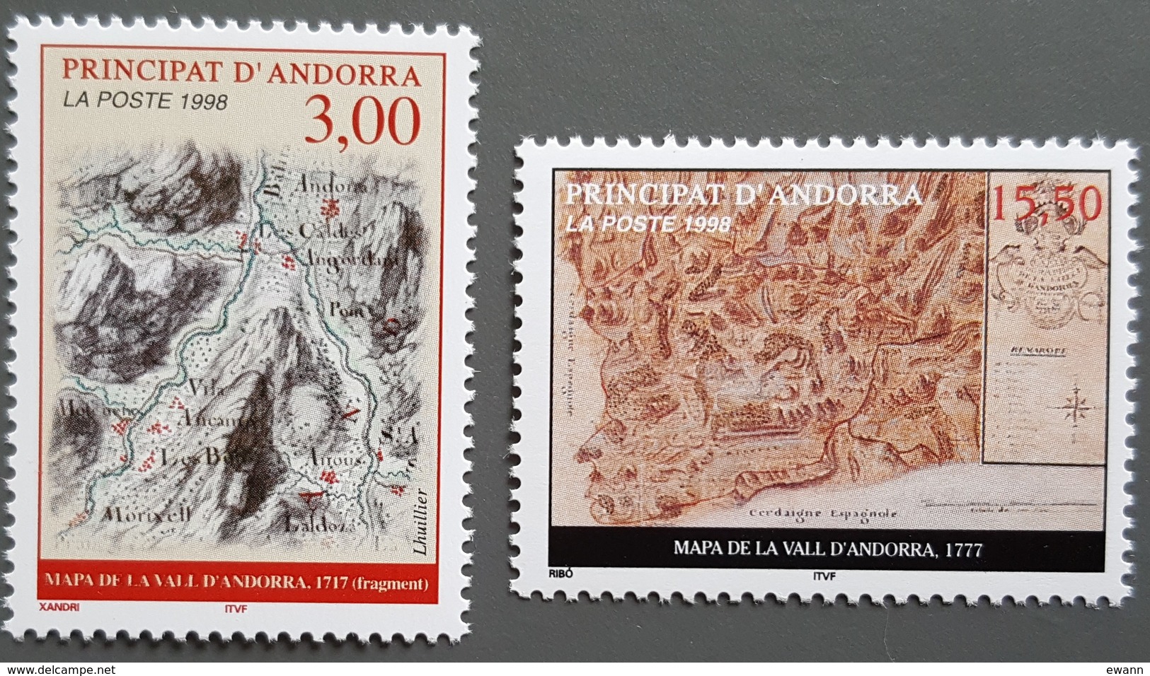 Andorre - YT N°508, 509 - Cartes Du Principat - 1998 - Neufs - Nuevos