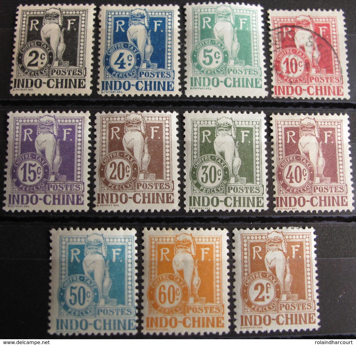 R3586/1177 - 1908 - COLONIES FR. - INDOCHINE -  TIMBRES TAXE - DRAGON D'ANGKOR  N°5 à 16 NEUFS*(10)/☉(1) Sauf N°15 Et 17 - Neufs