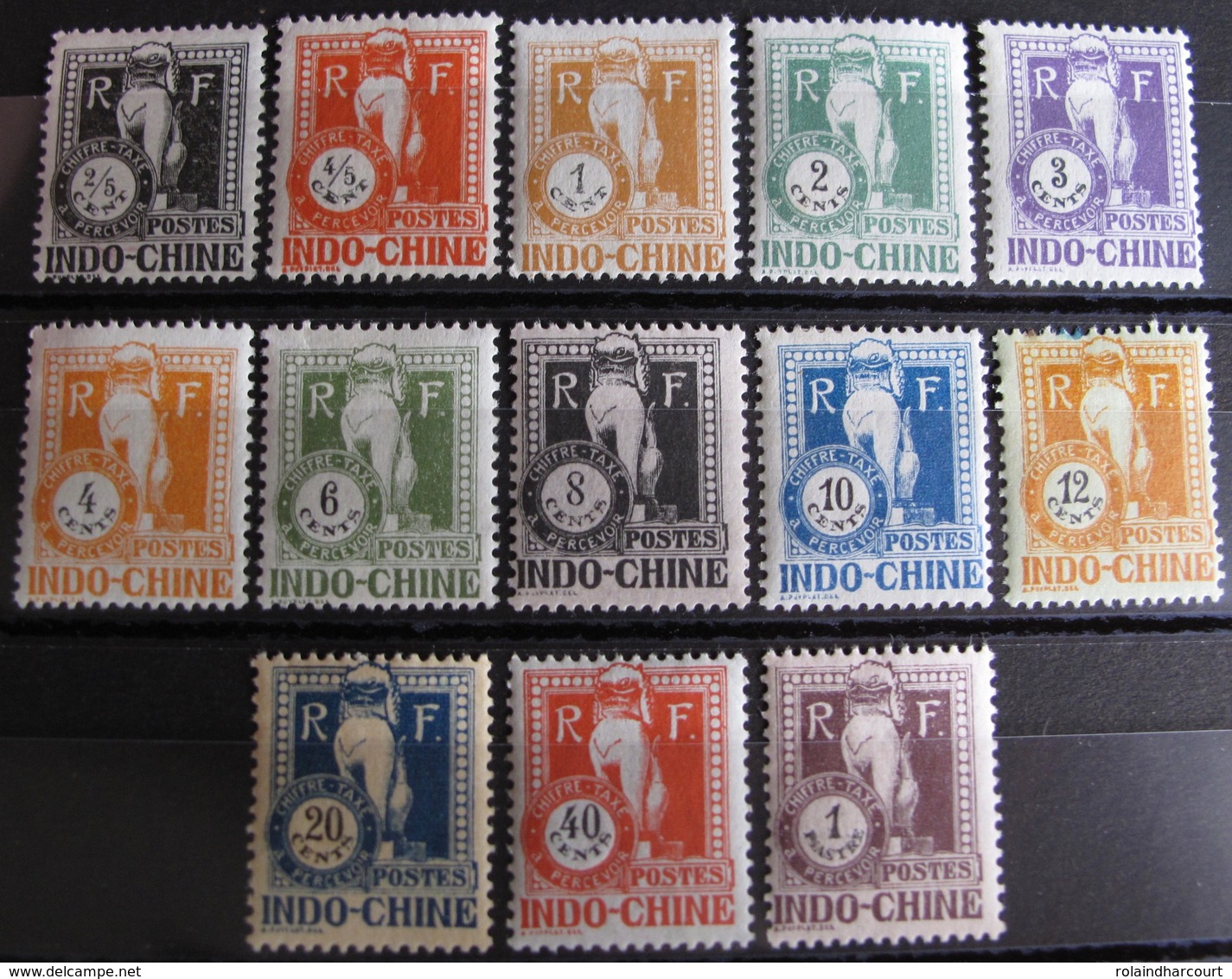 R3586/1179 - 1922 - COLONIES FR. - INDOCHINE -  TIMBRES TAXE (SERIE COMPLETE) N°31 à 43 NEUFS* - Timbres-taxe