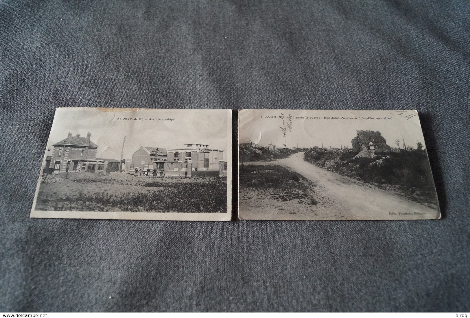 2 Très Belle Cartes Anciennes De Avion,1919 Et 1926,abattoir Et Rue Jules Pierron,oblitération De Havelange (Belgique) - Avion