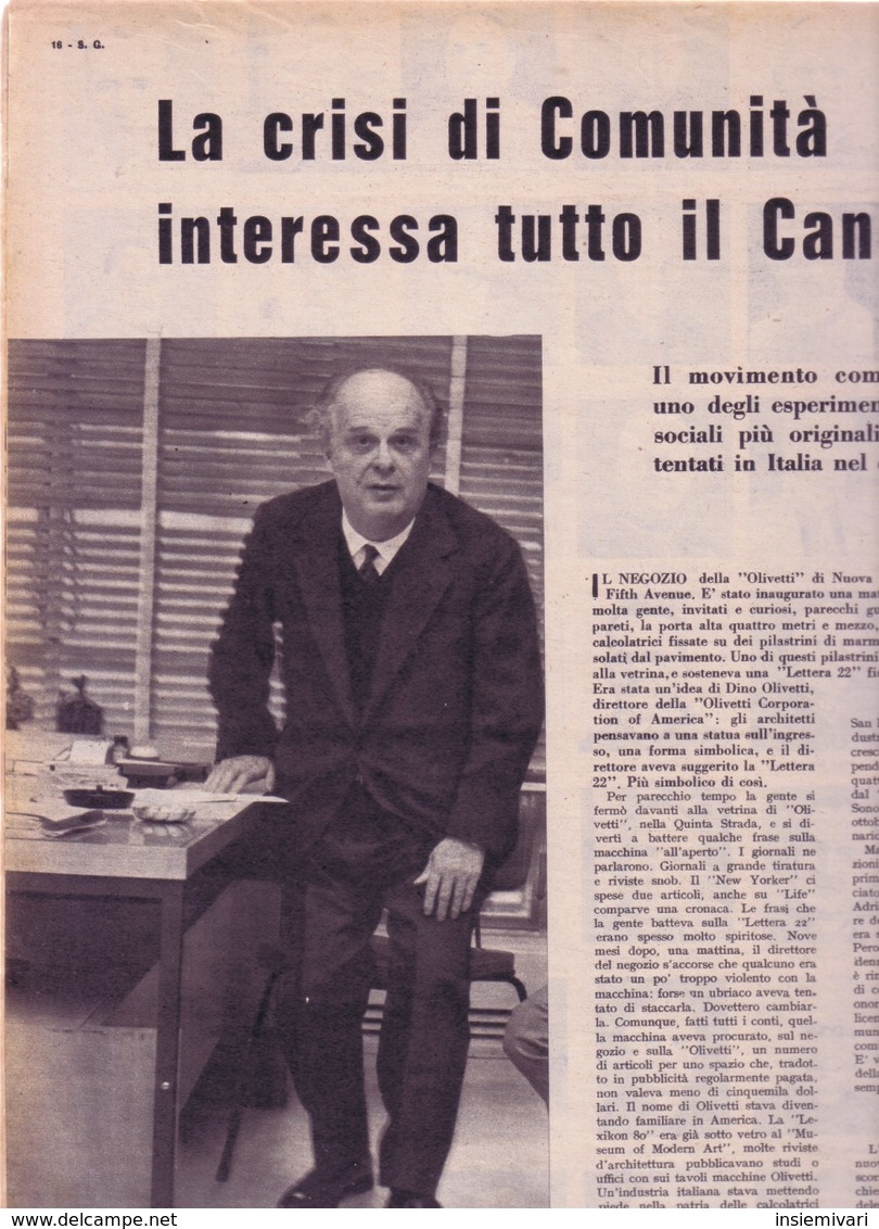 (pagine-pages)ADRIANO OLIVETTI   Settimogiorno1958/43. - Altri & Non Classificati