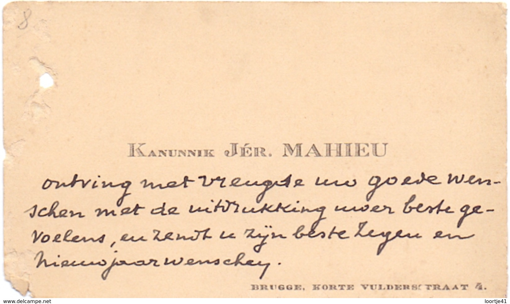 Visitekaartje - Carte Visite - Kanunnik Jér. Mahieu - Brugge - Visiting Cards