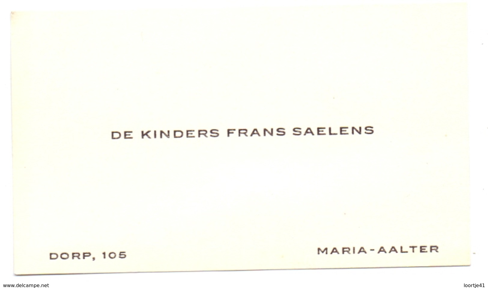 Visitekaartje - Carte Visite - Kinders Frans Saelens - Maria Aalter - Visiting Cards