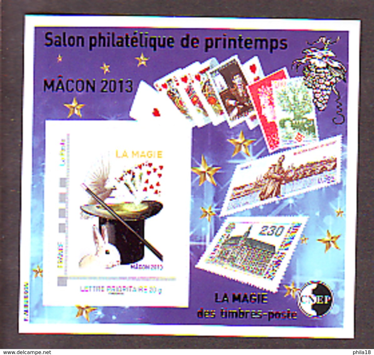 BLOC CNEP 2013 N° 63 ** SALON PRINTEMPS MACON MAGIE LAPIN CARTES  CHAPEAU AVEC TP MONTIMBRAMOI - CNEP