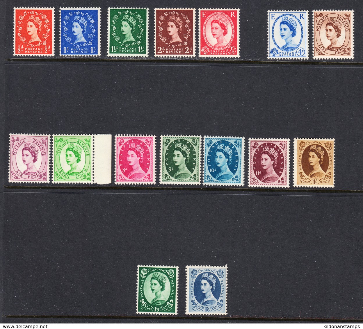 Great Britain 1955-58 Mint No Hinge/ Mint Mounted, See Notes, Sc# 317-320,322-333, SG 540-544,546-556 - Neufs