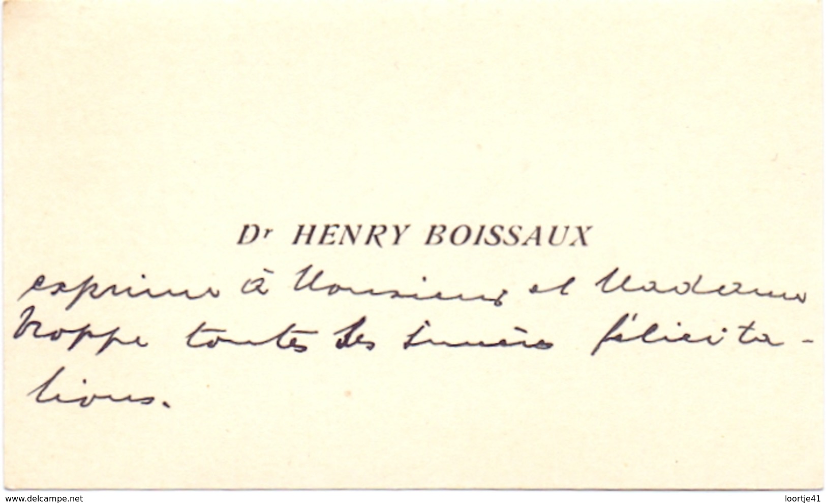 Visitekaartje - Carte Visite - Dr. Henry Boissaux - - Cartes De Visite