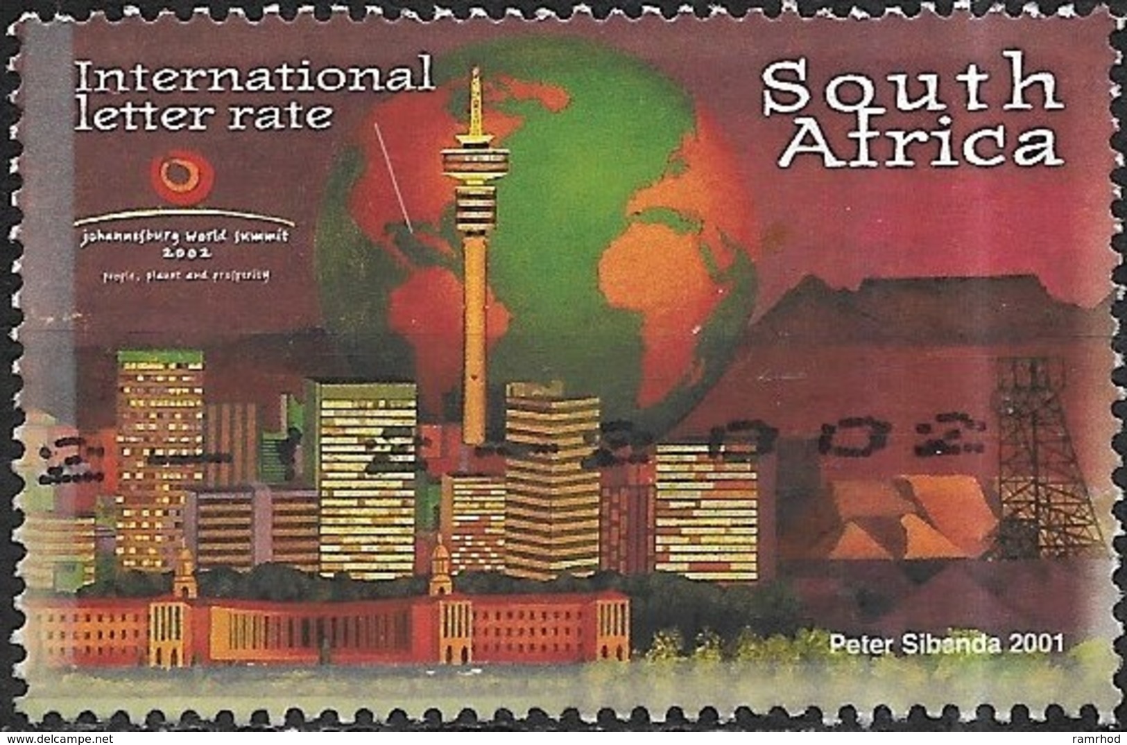 SOUTH AFRICA 2002 World Summit For Sustainable Development, Johannesburg - (3r.) - Globe And South African Landmarks FU - Used Stamps