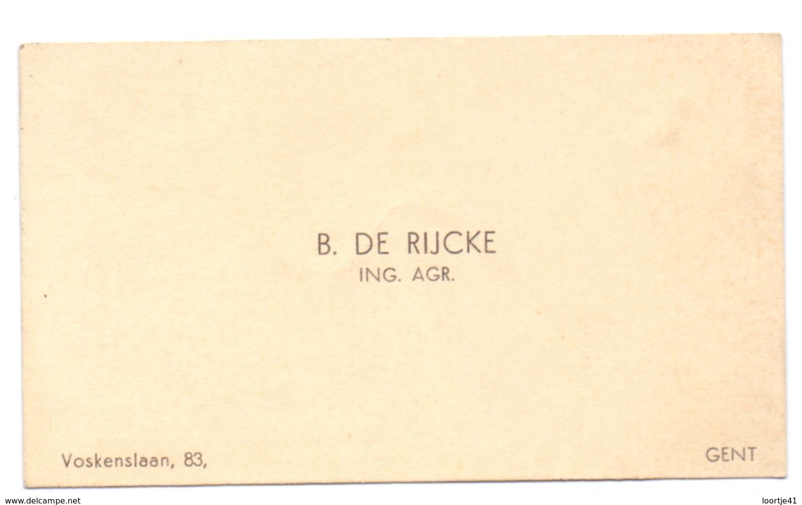 Visitekaartje - Carte Visite - Ingenieur B. De Rijcke - Gent - Visitekaartjes