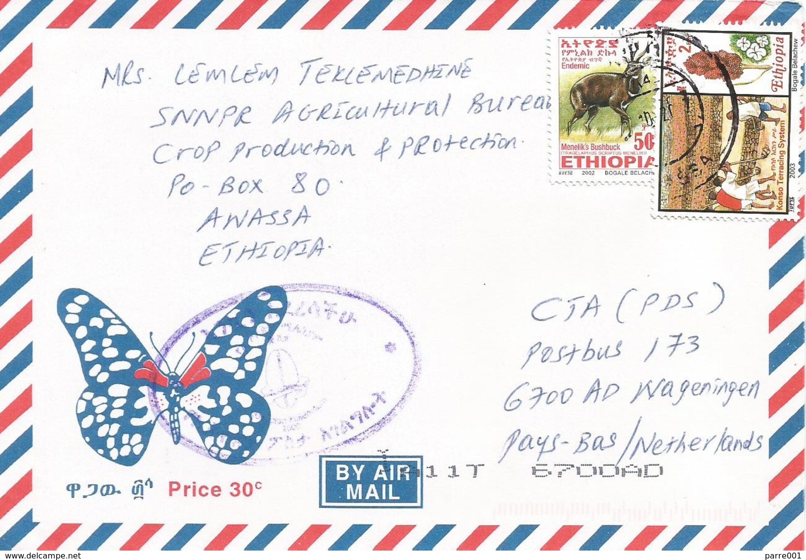 Ethiopia 2007 Awassa Grain Sorghum Terracing Agriculture Bushbuck Millennium Handstamp Cover - Ethiopia