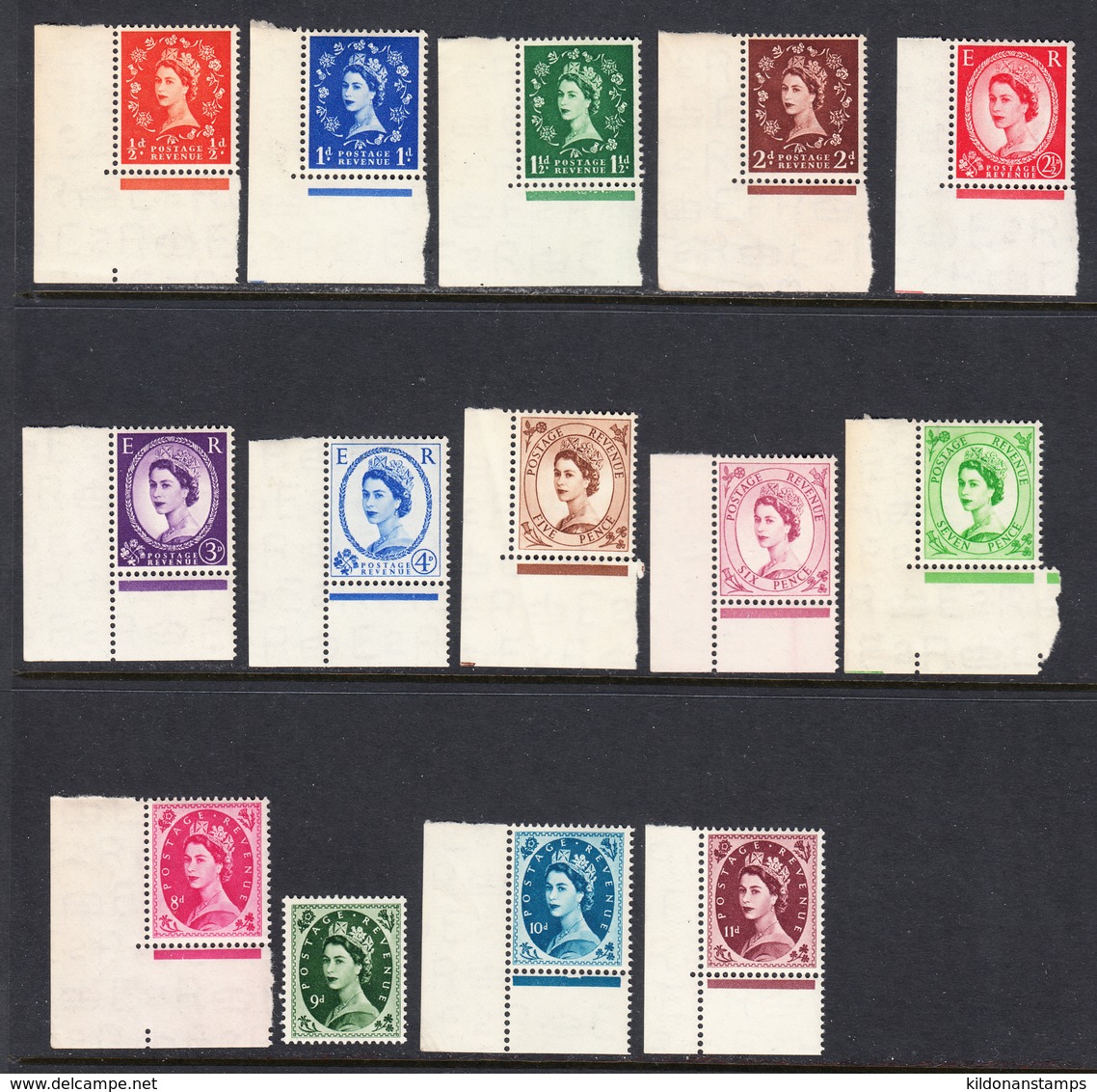 Great Britain 1952-54 Wmk 153, Corner Selvage, Mint No Hinge, Sc# 292-303 , SG 515-531 - Neufs