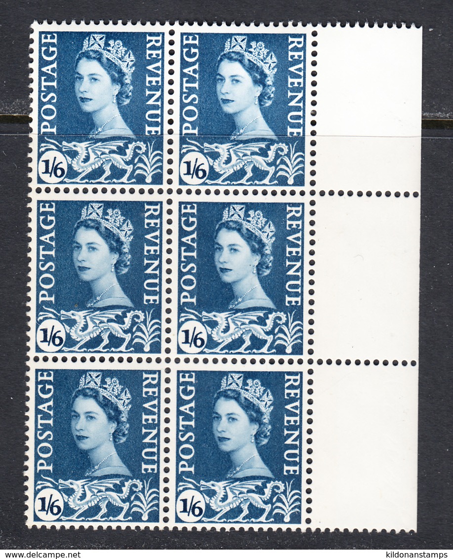 Wales 1967-69 Block Of 6, Mint No Hinge, Sc# 12 , SG W12 - Pays De Galles