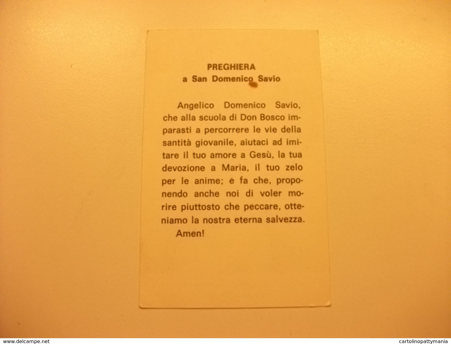 SANTINO HOLY PICTURE PREGHIERA A SAN DOMENICO SAVIO - Religione & Esoterismo