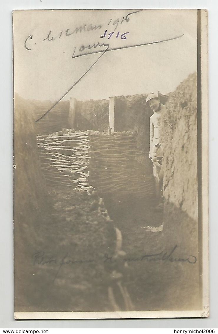 Carte Photo 1916 Tranchée Piloti Poste De Mitrailleuse - Weltkrieg 1914-18