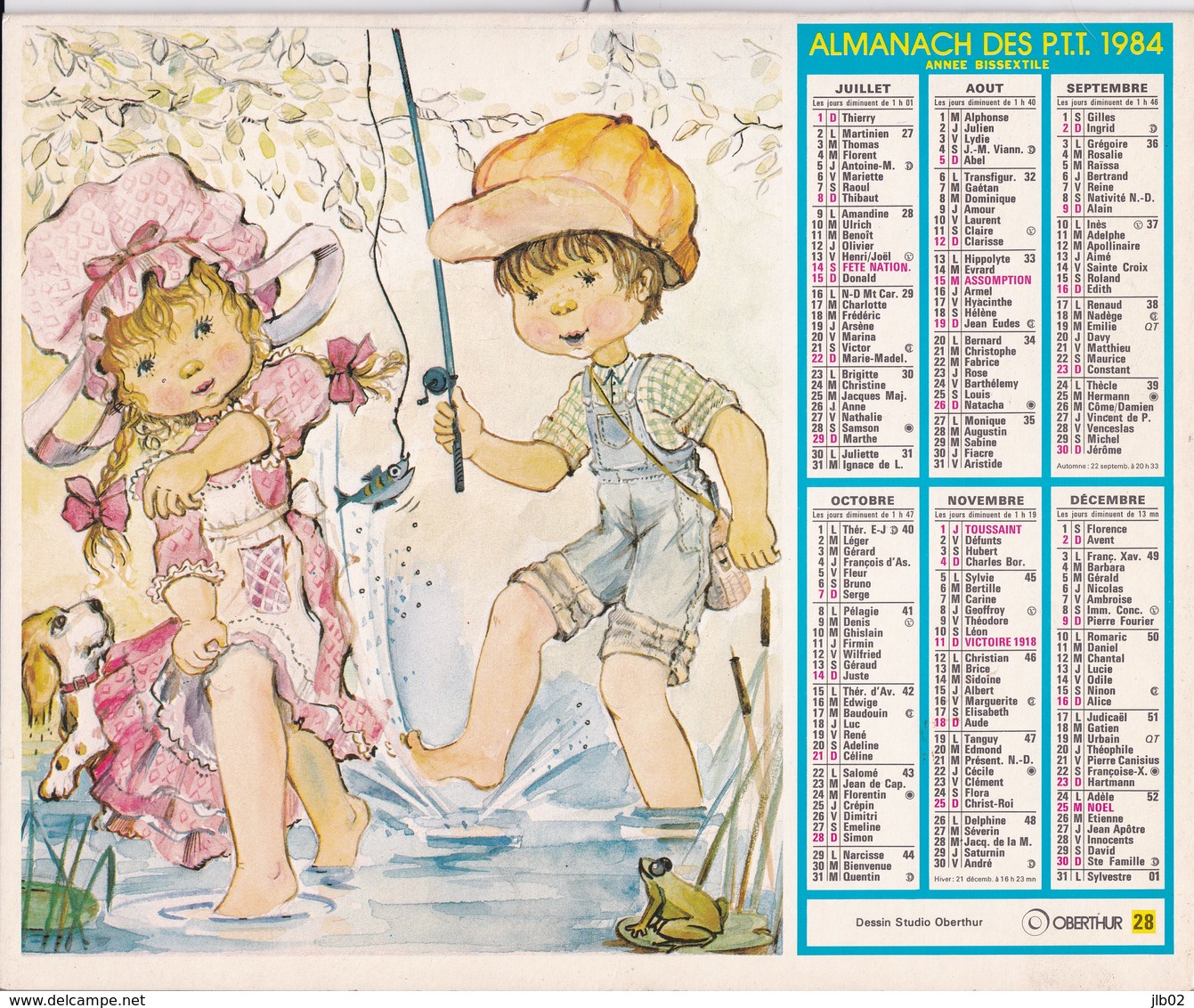 Calendrier Des PTT 1984  - OBERTHUR   Région Parisienne - Big : 1981-90