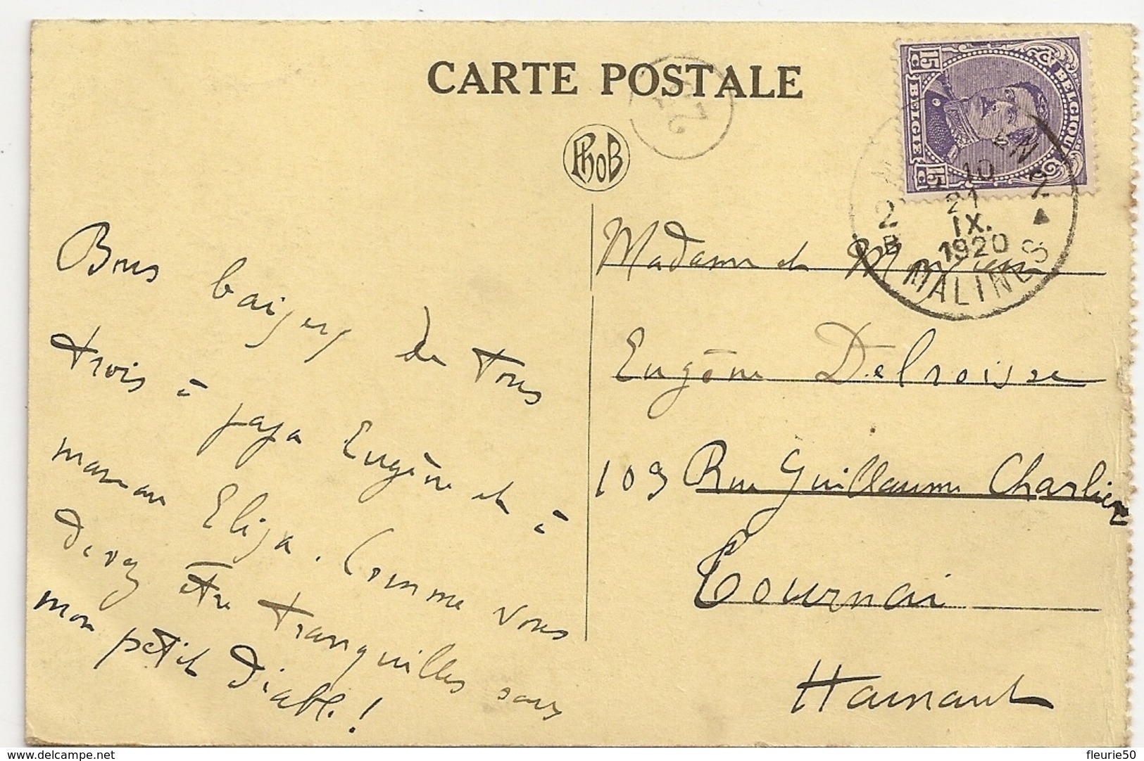 MALINES - La Gare / MECHELEN - De Statie. Oblitération 1920. - Pecq