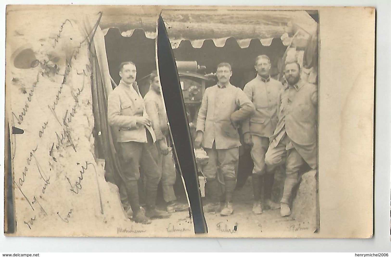 Carte Photo 1915 Passage Au Promontoire Belgique ? Soldats Nommés écrit Cliché Sauvé Du Naufrage , Ratée - Weltkrieg 1914-18