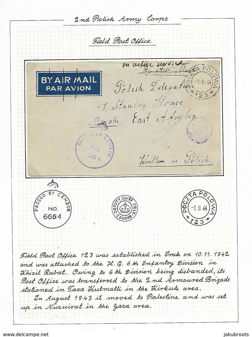 1944. POLISH  / BRITISH  FORCES  IN THE  MIDDLE  EAST. PALESTINE. - Airmail