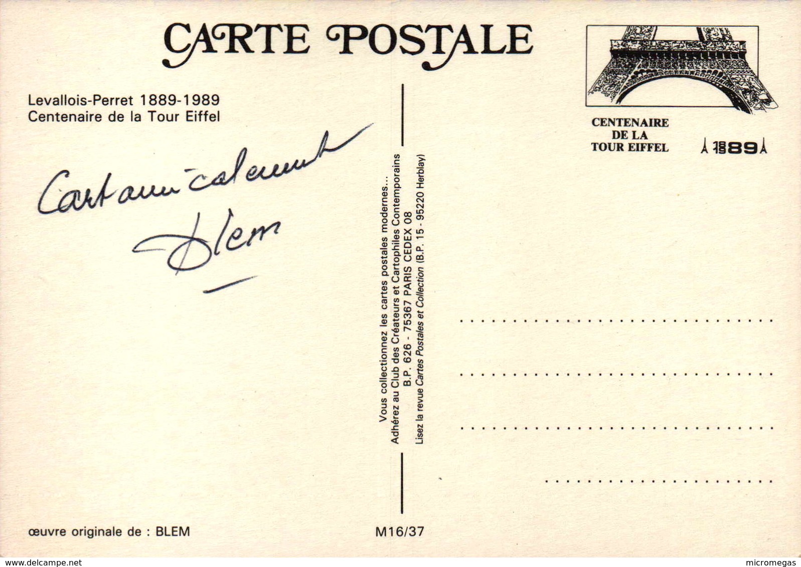 Levallois-Perret 1889-1989 - Centenaire De La Tour Eiffel - Autres & Non Classés