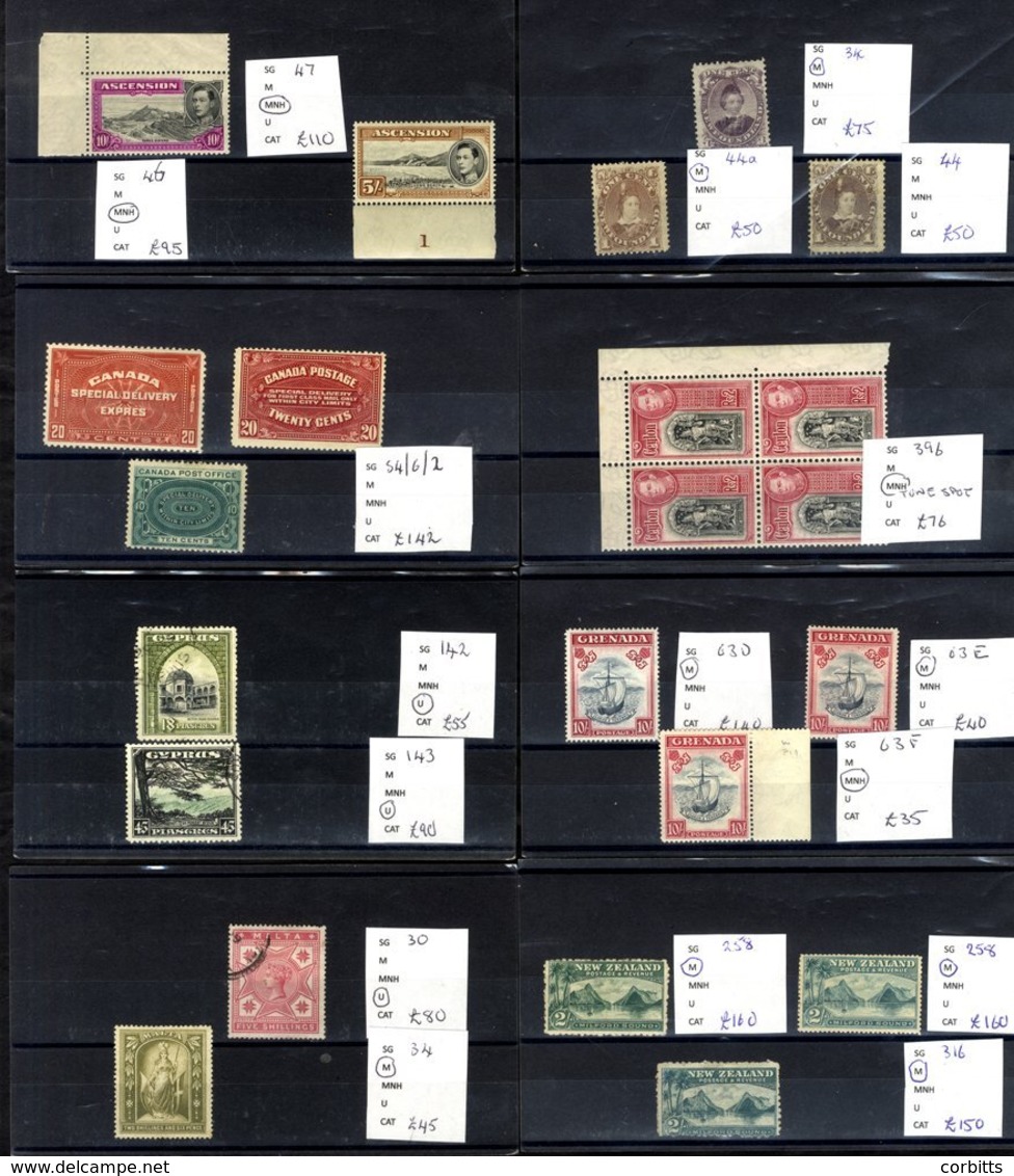 BRITISH COMMONWEALTH Ex-dealer's Stock Of M & U Stamps Housed On 333 Black Stock Cards In Four Display Albums, All Perio - Other & Unclassified