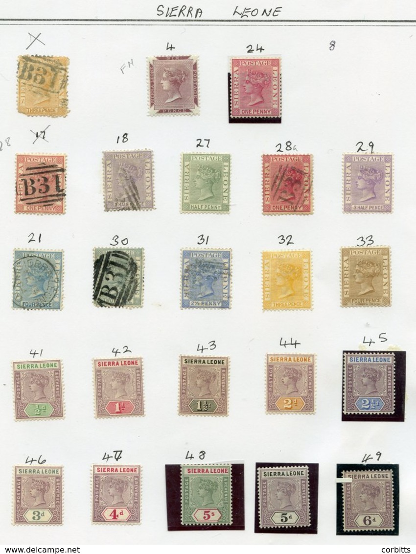 1874-1990's M (few FU) Collection On Leaves From Sierra Leone Incl. 1883 CCA 1d Rose Red M, 1896-97 Set To 6d M + 5s M,  - Other & Unclassified